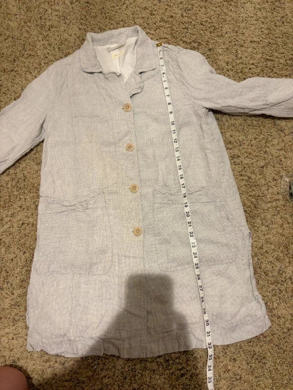 Poetry Long Jacket High-Twist Linen in Ice Grey